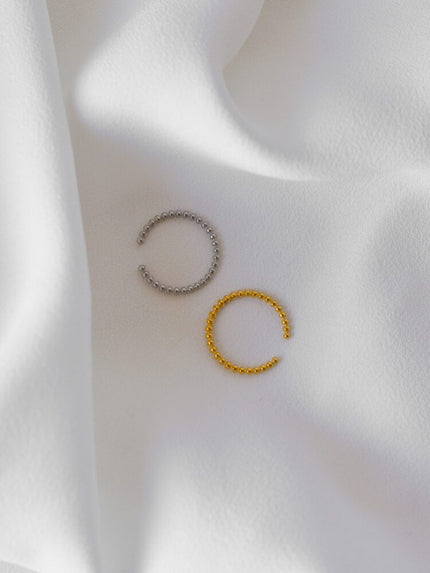 Anel em Aço Dourado ou Prateado com Bolinhas