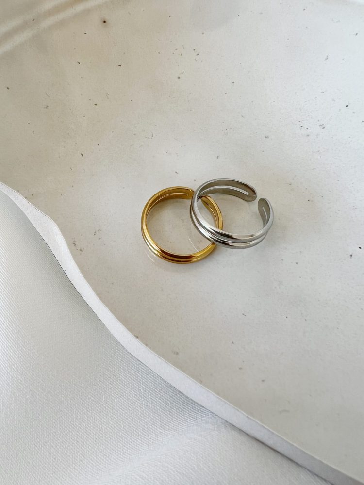 Anel em Aço Duplo Dourado ou Prateado para o Mindinho