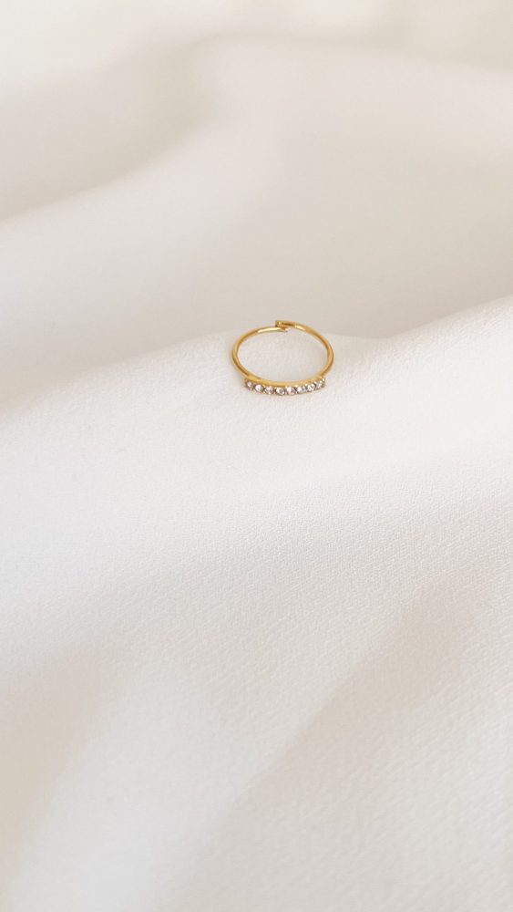 Anel para o Mindinho com Zircónias Barra