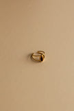Anel em Aço Dourado Ajustável com Pedra Pequenina Oval Olho de Tigre