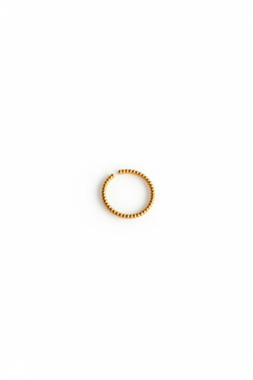 Anel em Aço Ajustável com Bolinhas Dourado ou Prateado