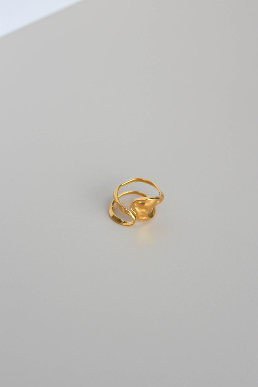 Anel em Aço Dourado Duplo Robusto