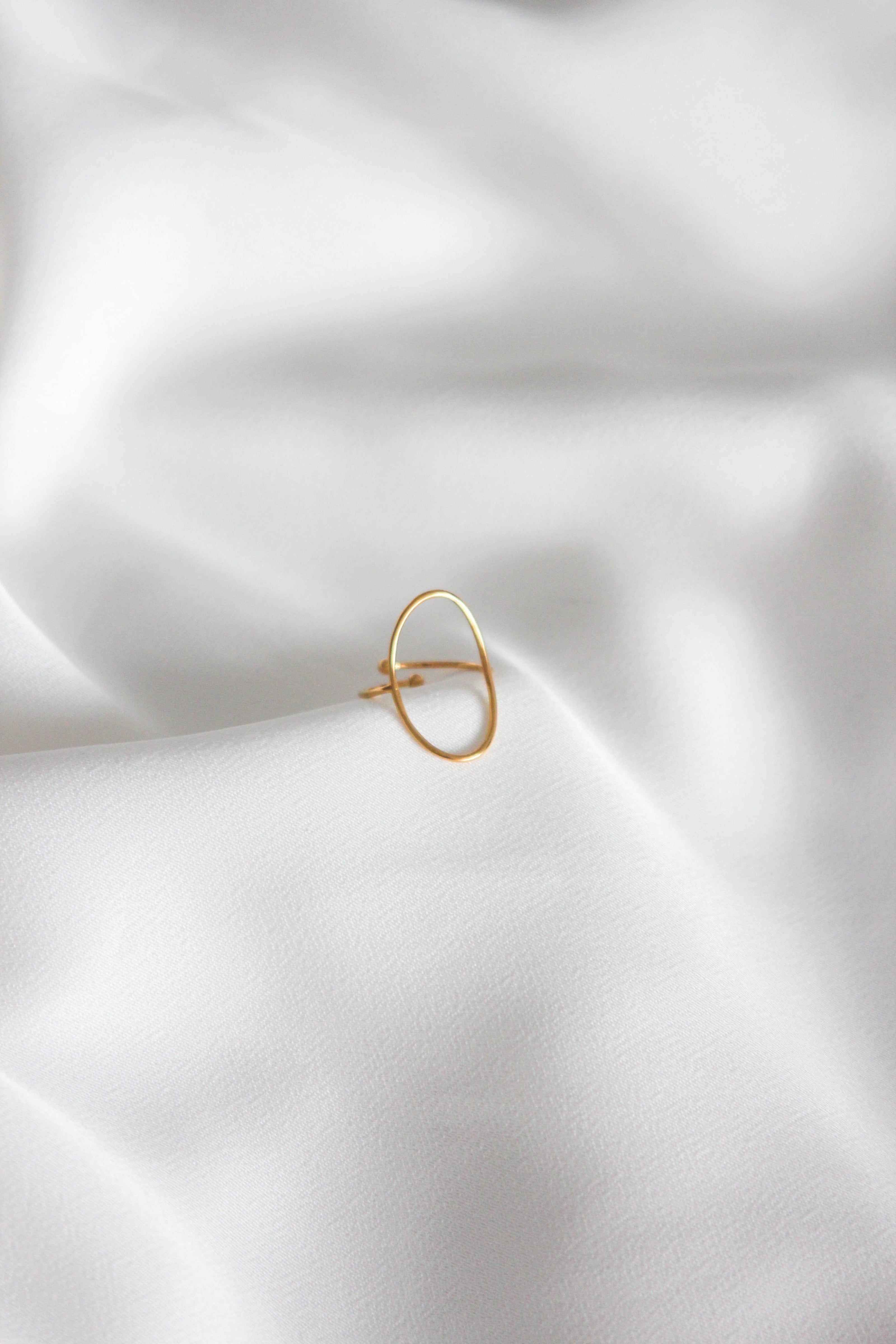 Adjustable Gold Steel Ring with White Mesh