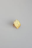 Anel em Aço Dourado Robusto Rectangular Trabalhado