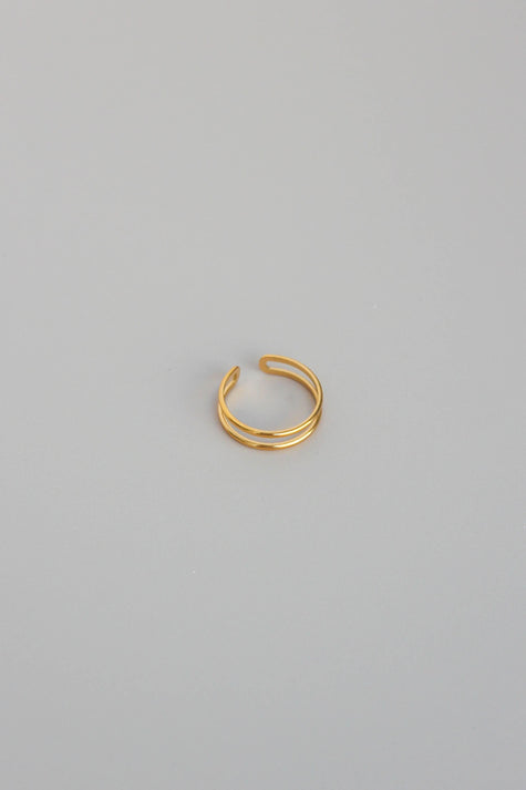 Anel em Aço Dourado ou Prateado Duplo