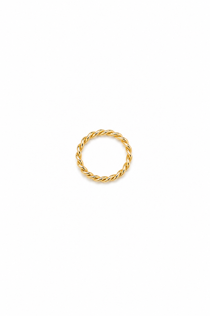 Thin, intertwined ring in gold or silver-plated steel.