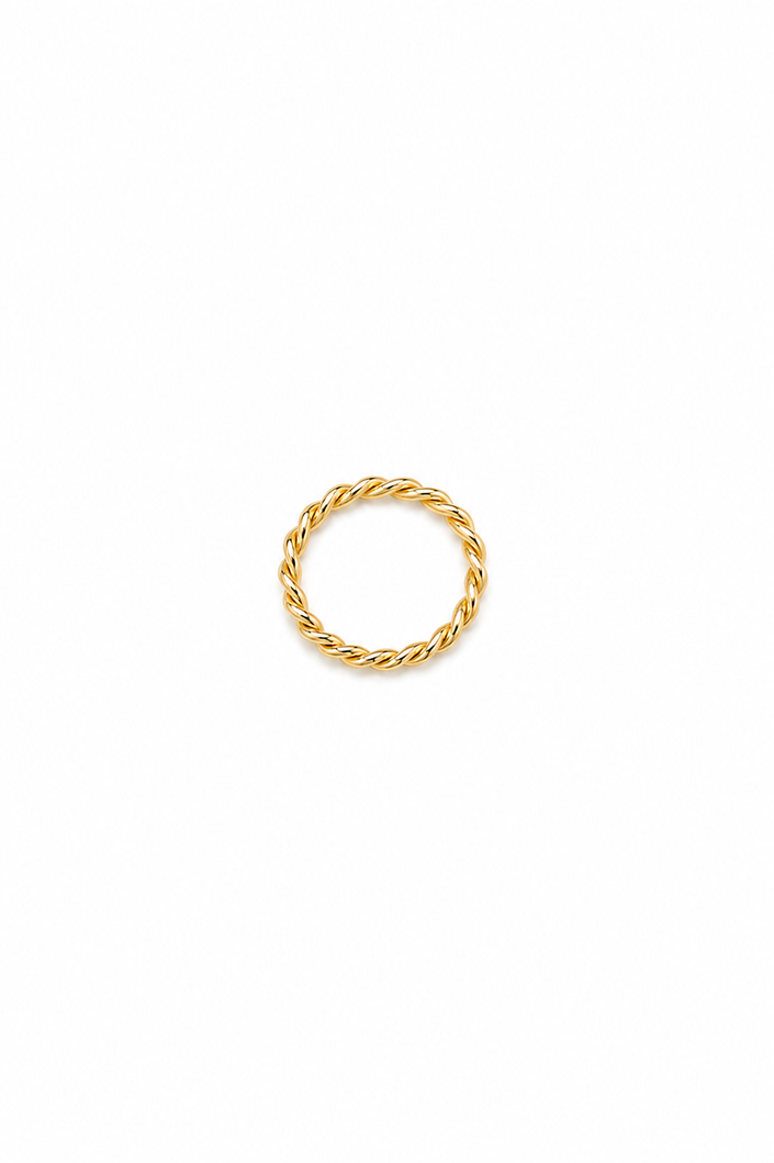 Thin, intertwined ring in gold or silver-plated steel.