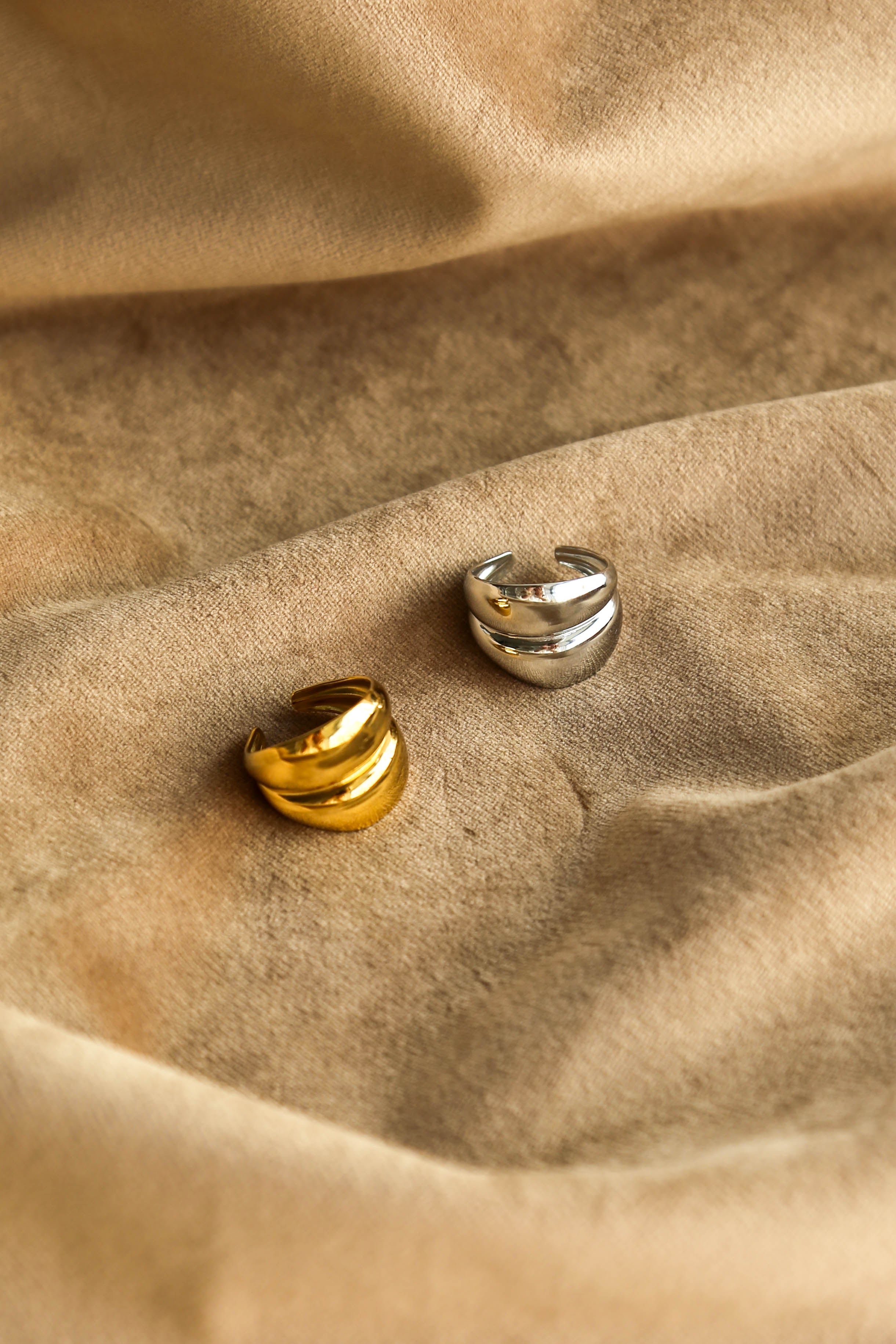 Anel em Aço Dourado ou Prateado Minimalista Largo