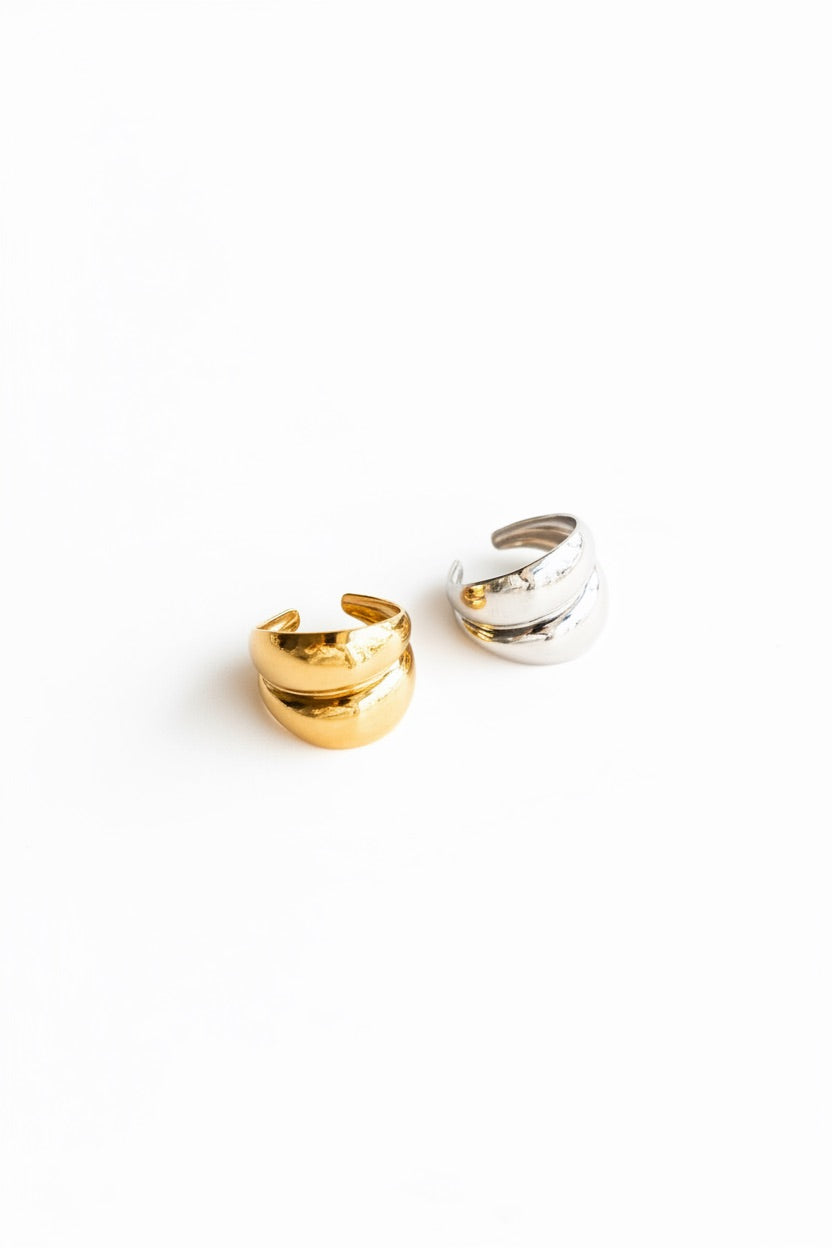Anel em Aço Dourado ou Prateado Minimalista Largo