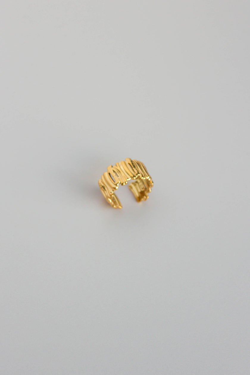 Anel em Aço Dourado ou Prateado Trabalhado