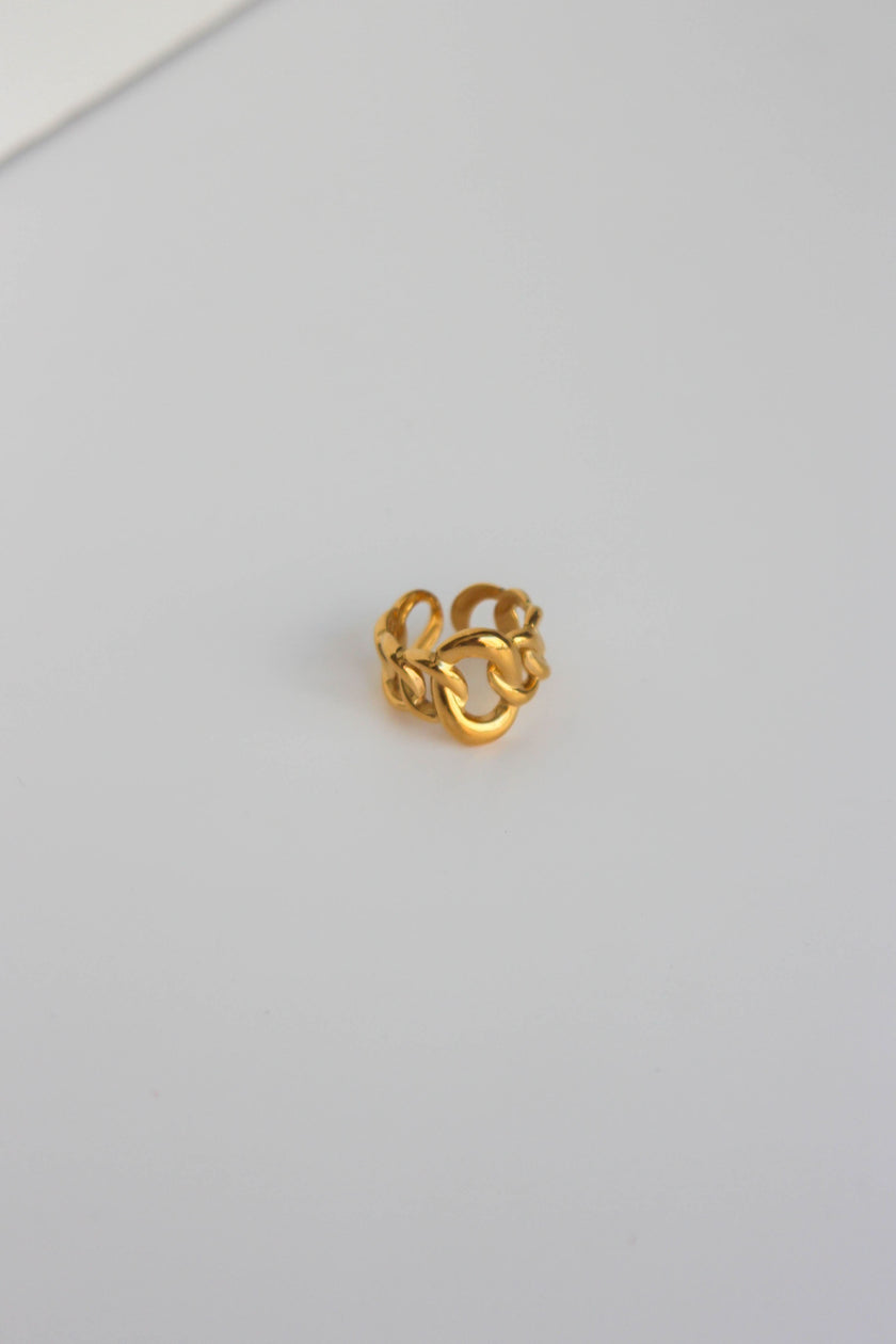 Anel em Aço Dourado com Malha Larga