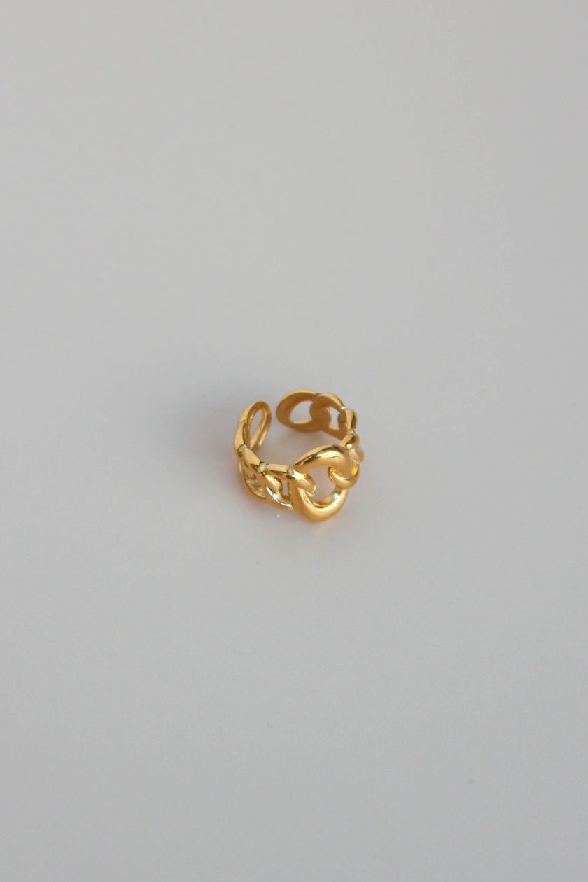 Anel em Aço Dourado com Malha Larga