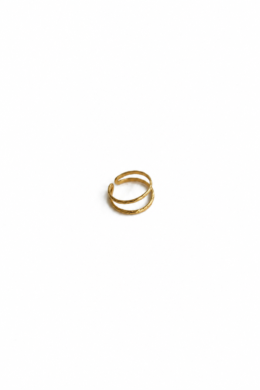 Anel em Aço Duplo Martelado Dourado ou Prateado