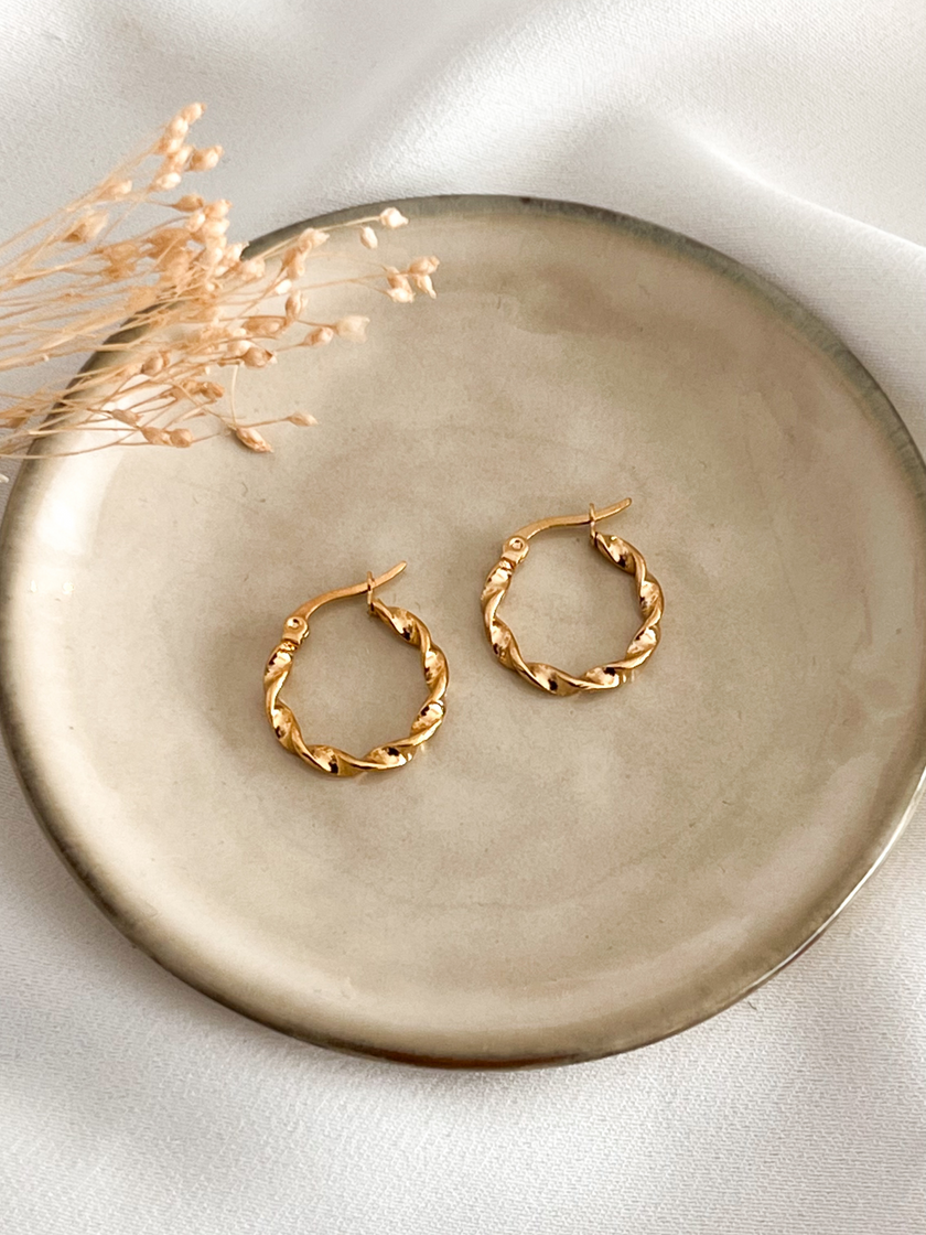 Argolas Entrelaçadas em Aço Douradas e Prateadas