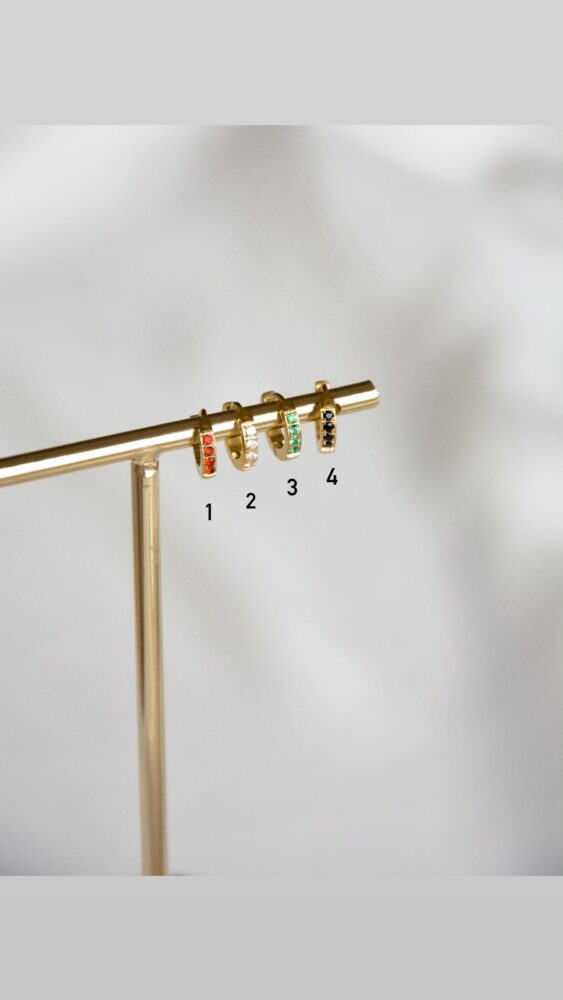 Argolas em Aço Douradas Coloridas com Zircónias