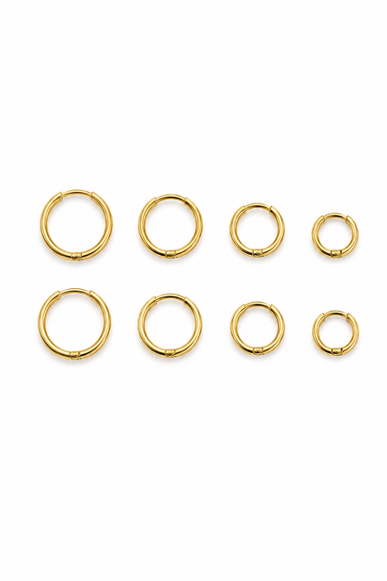 Simple Gold Steel Hoops in Various Sizes