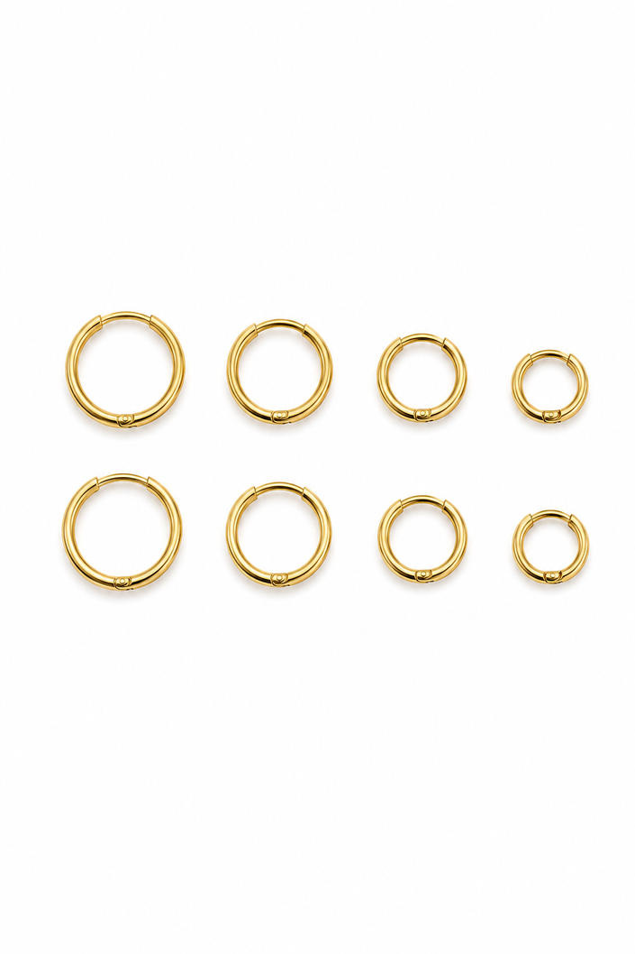 Simple Gold Steel Hoops in Various Sizes