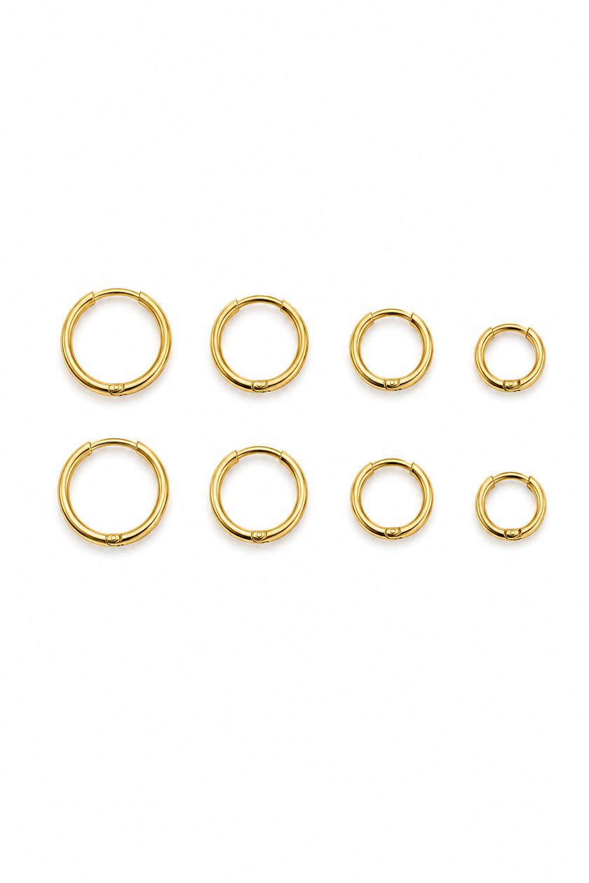 Simple Gold Steel Hoops in Various Sizes