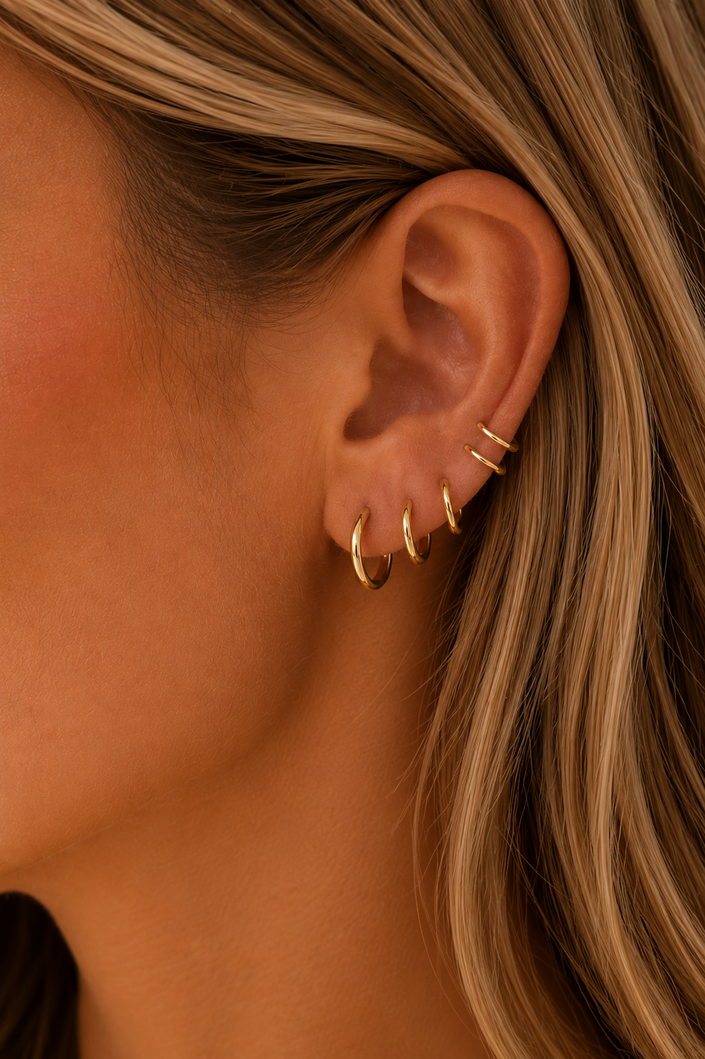 Simple Gold Steel Hoops in Various Sizes