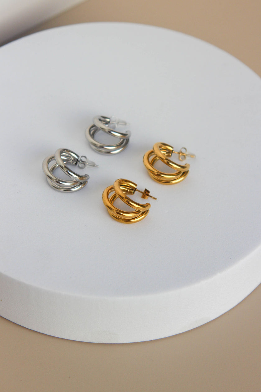 Argolas em Aço Douradas ou Prateadas Triplas