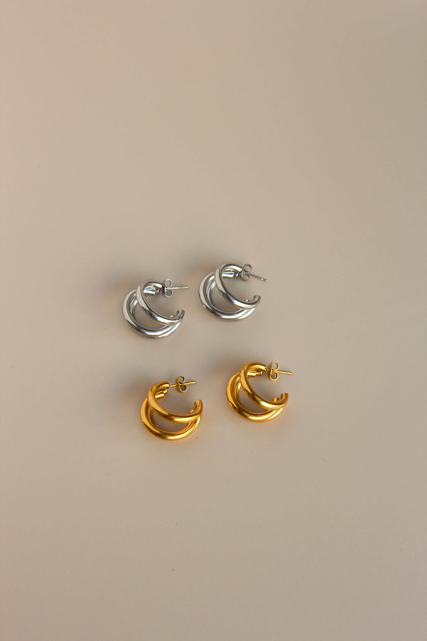 Argolas em Aço Douradas ou Prateadas Triplas