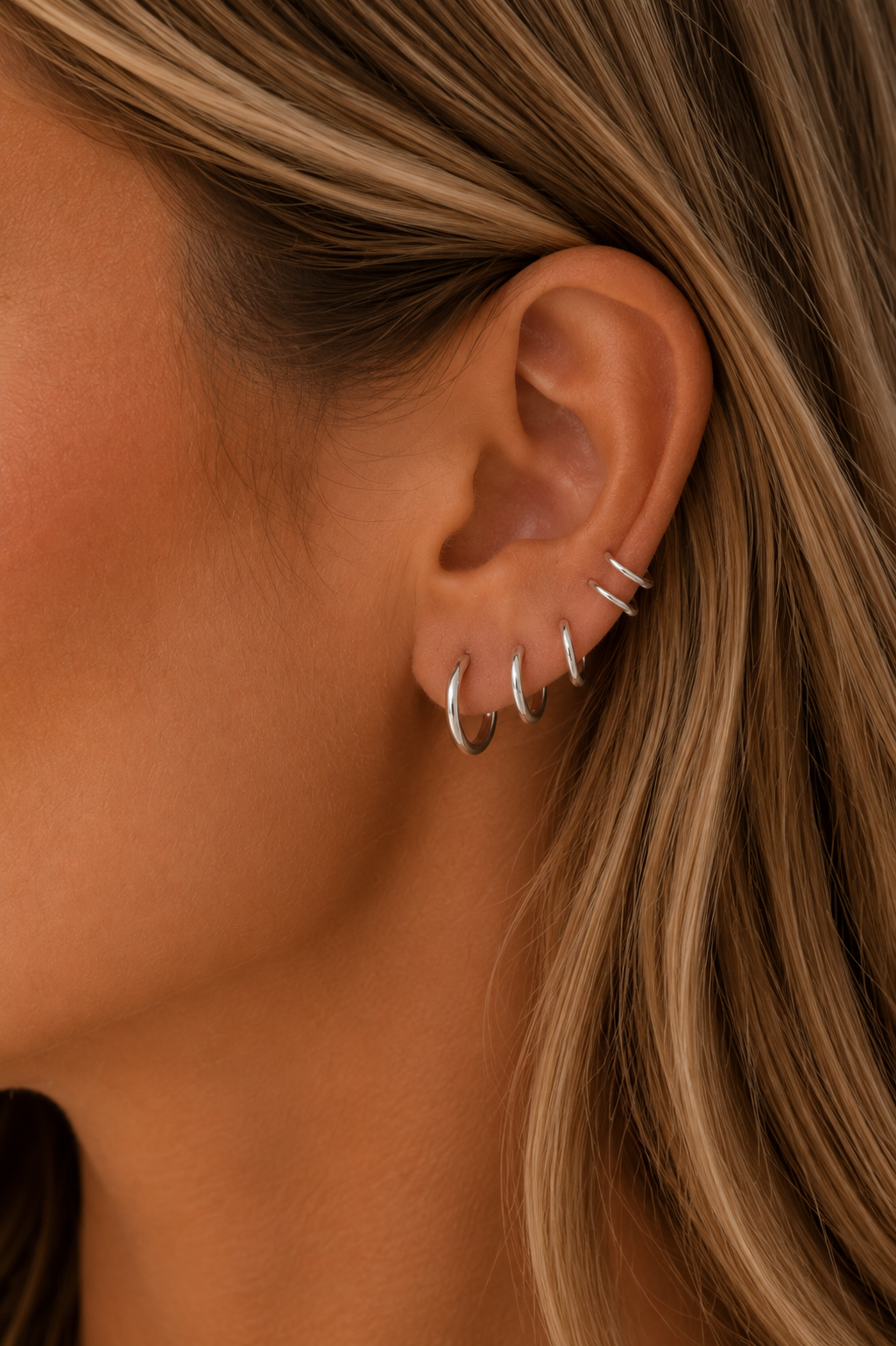 Simple Silver Steel Hoops in Various Sizes