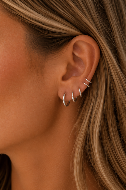 Simple Silver Steel Hoops in Various Sizes