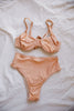 Biquini Creme Escuro Brilhante com Aros e Cueca Subida