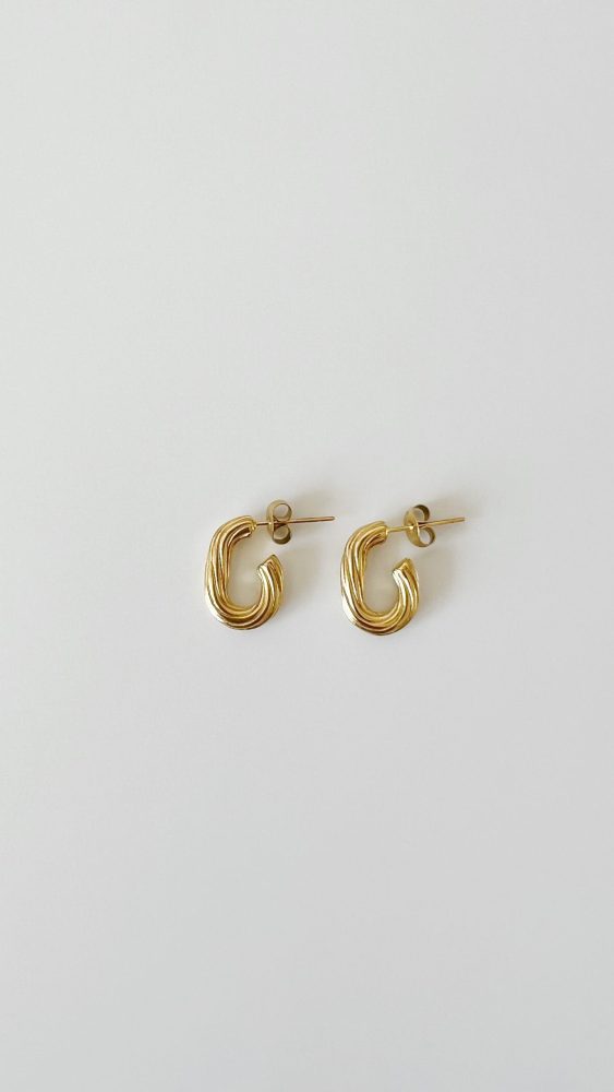 Brincos Pequeninos Minimalistas em Aço com Pequeno Torcido