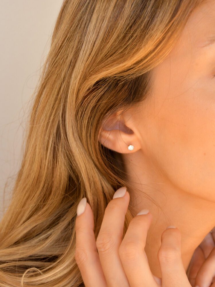 Brincos Pequeninos em Aço com Brilhantes