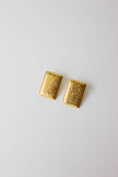 Rectangular Gold-Plated Steel Earrings with Texture