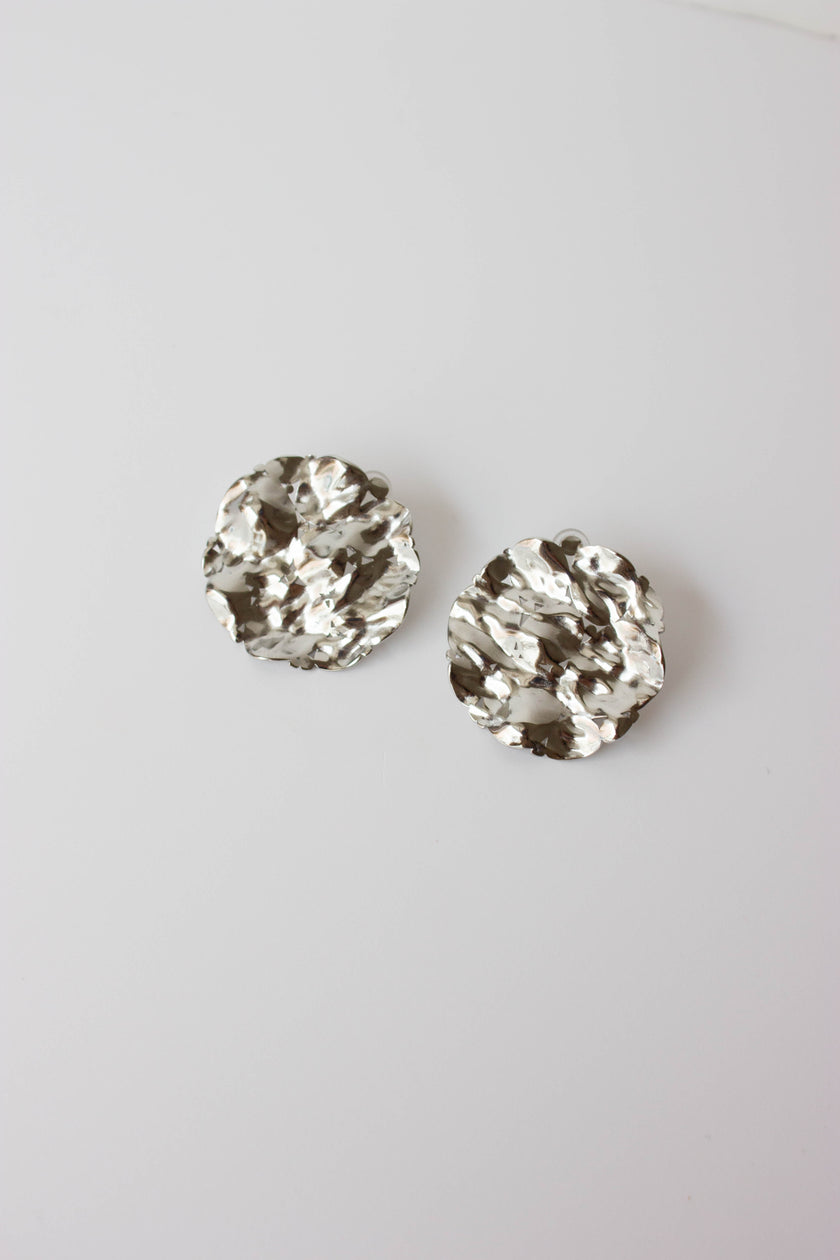 Round Gold-Plated Steel Earrings with Gold or Silver Texture