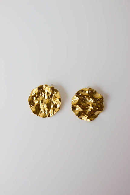 Round Gold-Plated Steel Earrings with Gold or Silver Texture