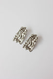 Rectangular Textured Silver-Plated Steel Earrings