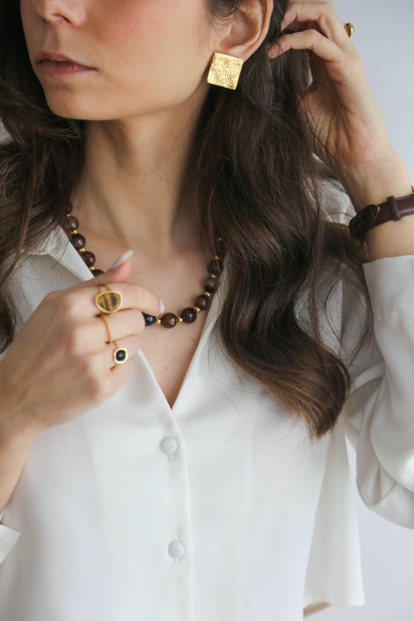 Brincos em Aço de Mola Quadrados Grandes com Textura