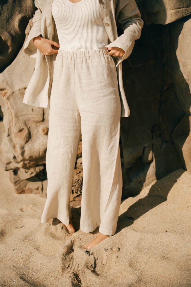 Camisa e Calças de Linho Creme