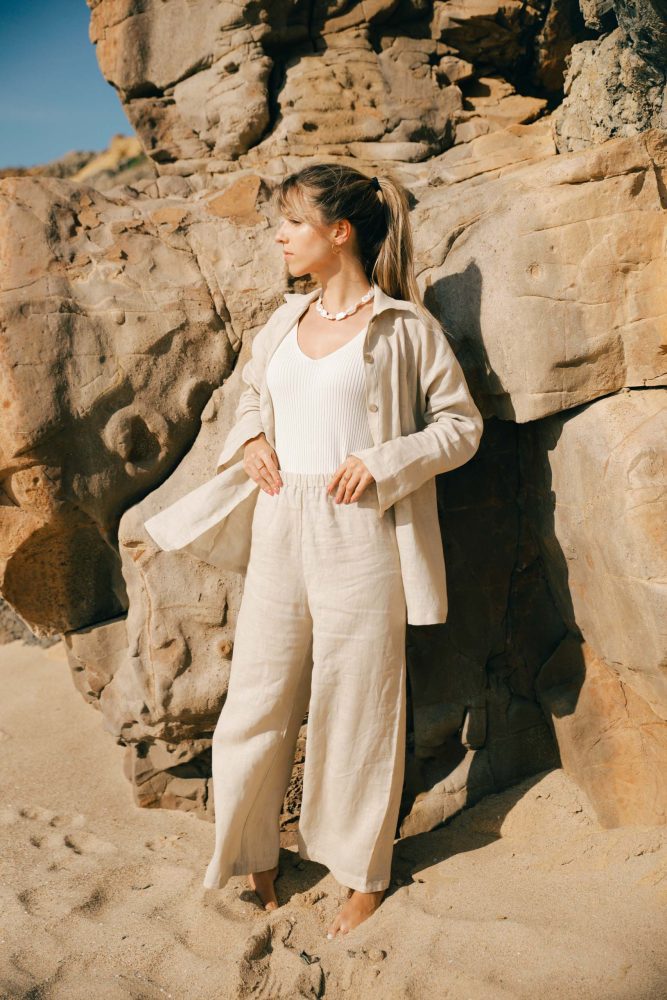 Camisa e Calças de Linho Creme