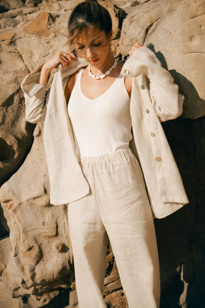 Camisa e Calças de Linho Creme