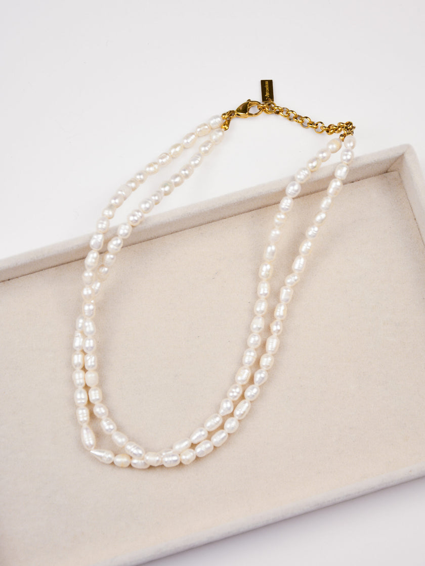 Colar de Pérolas Naturais Duplo