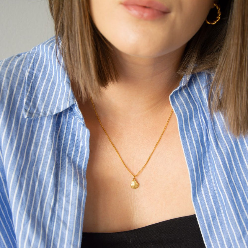 Colar em Aço Dourado com Concha Pequenina