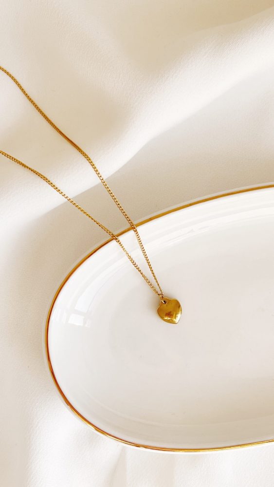Gold Plated Steel Necklace with Tiny Heart