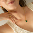 Colar em Aço Dourado com Pedra Oval Verde