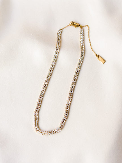 Colar em Aço Dourado com Zirzónias