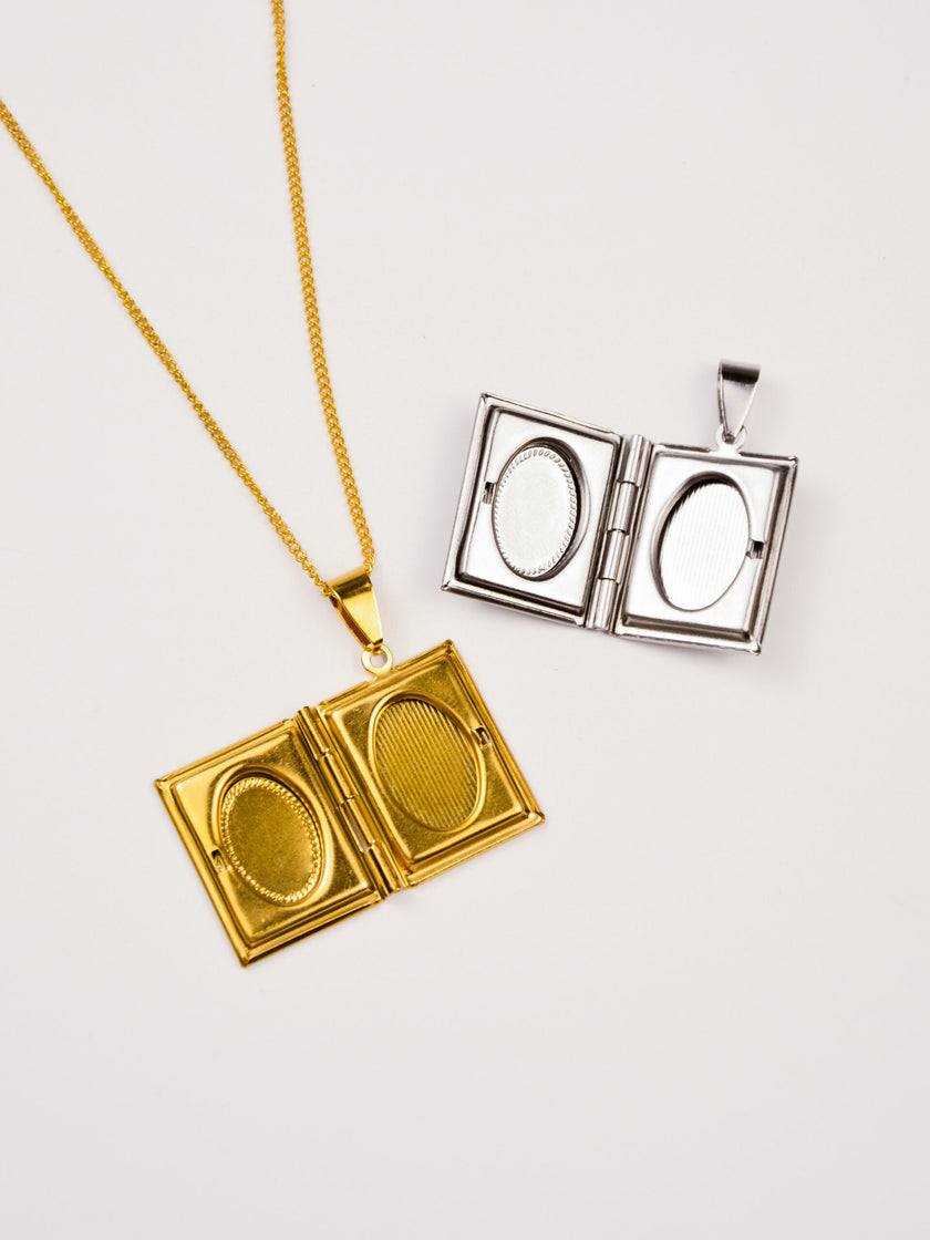 Colar em Aço com Medalha Rectangular para colocar fotografia