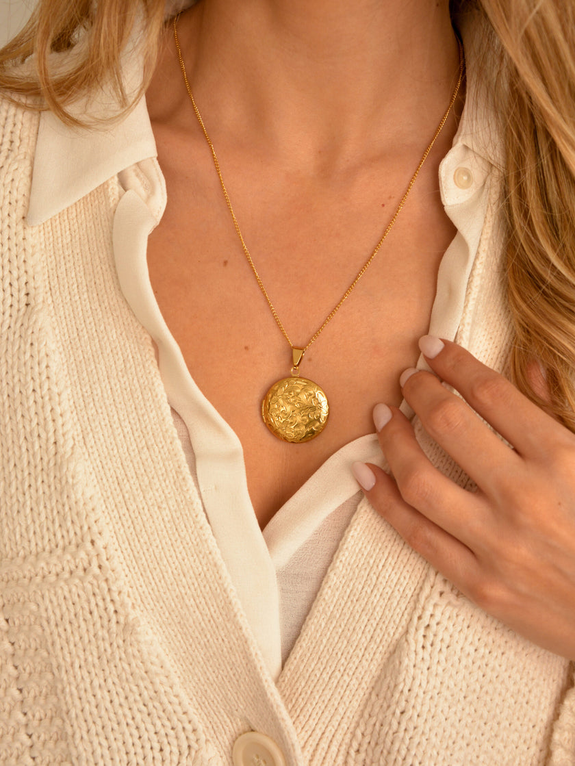 Colar em Aço com Medalha Redonda para colocar fotografia