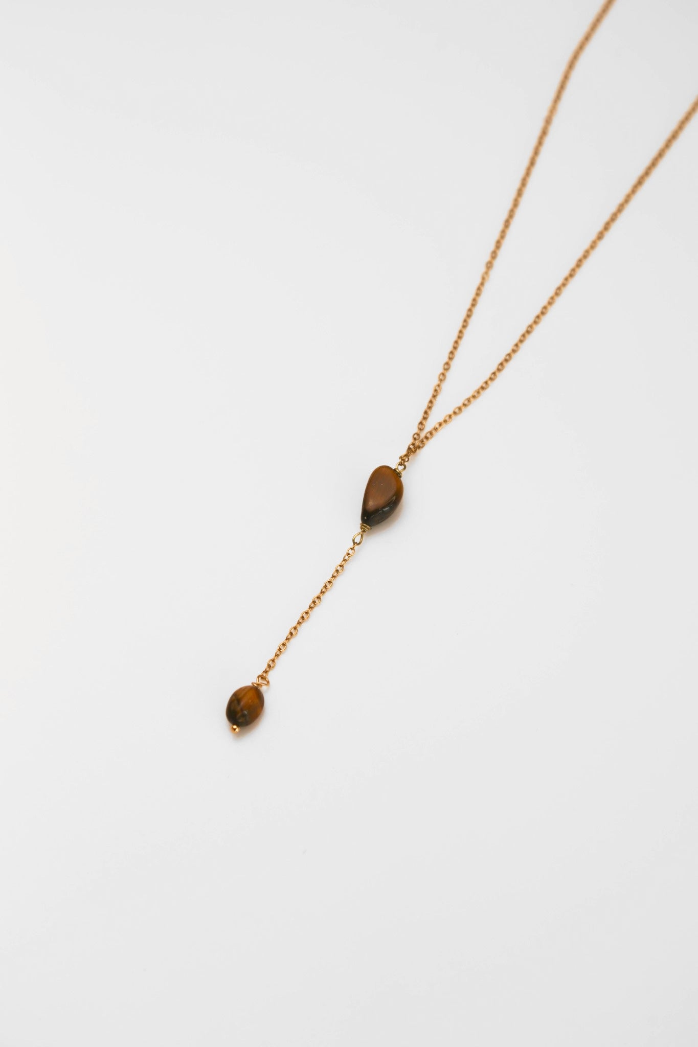 Colar Minimalista com Duas Pedras Olho de Tigre