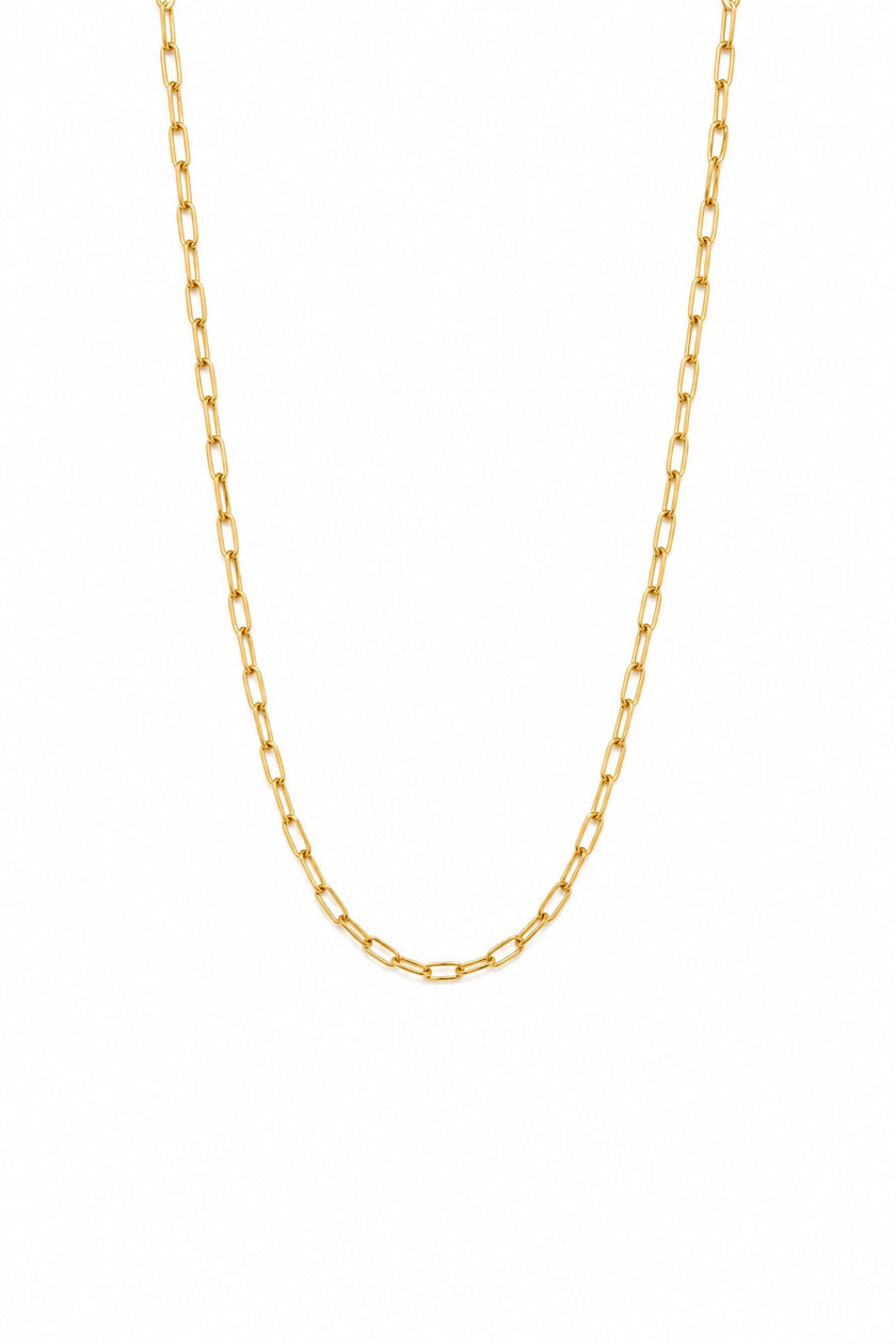 Short Gold Steel Necklace with Small Rectangular Mesh
