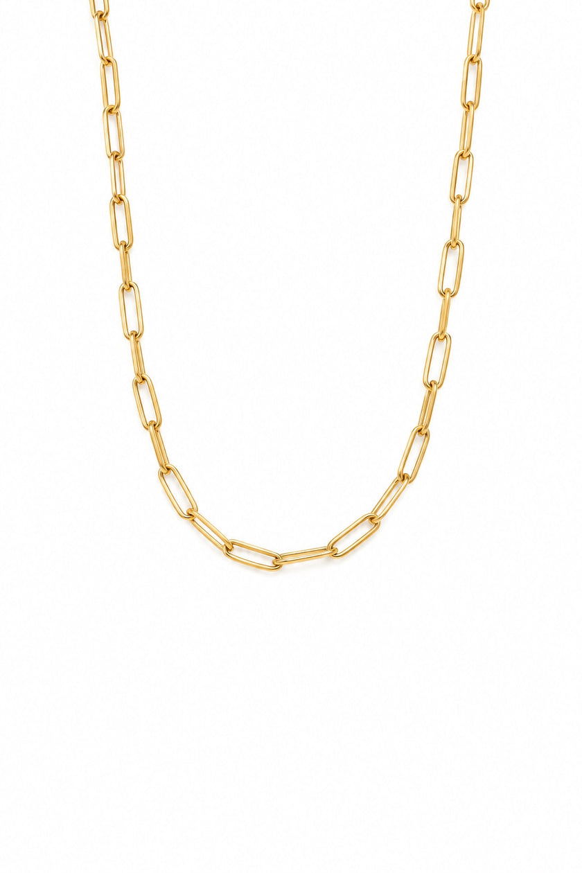 Short Rectangular Mesh Gold Steel Necklace