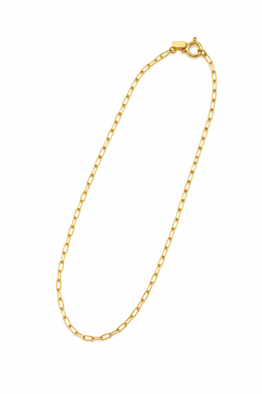 Short Gold Steel Necklace with Small Rectangular Mesh
