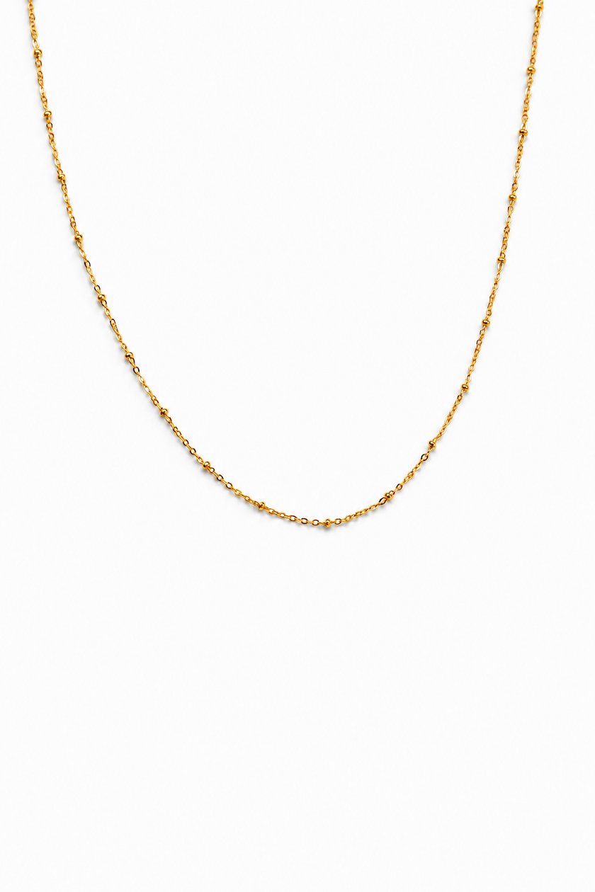 Colar em Aço Dourado Minimalista com Bolinhas